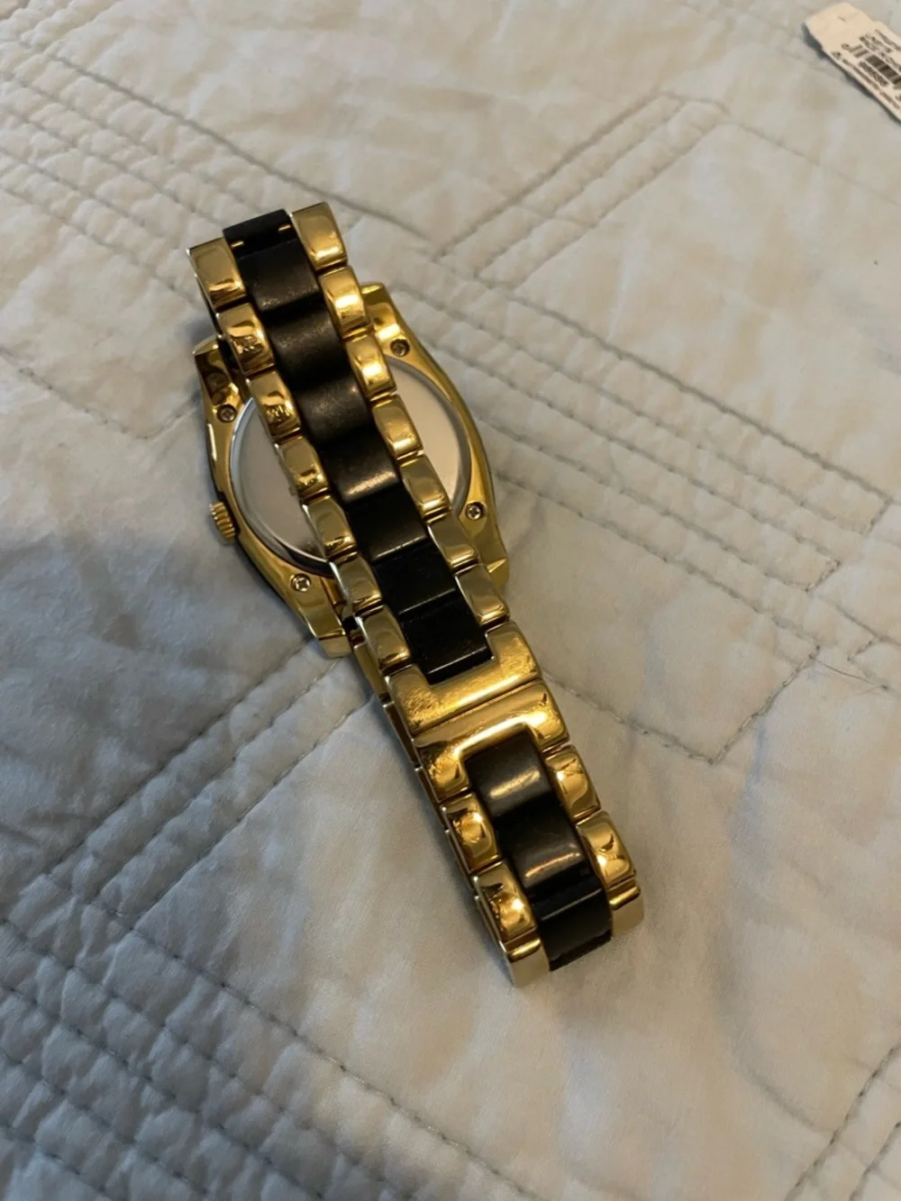 kate spade Two-Tone Stainless Steel Boyfriend Watch in Black & Gold